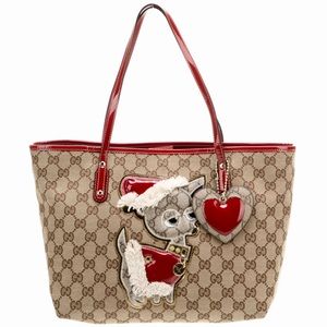 💯Authentic LIMITED EDITION Gucci Guccioli Brando Dog Monogram Shoulder Tote Bag